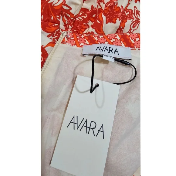 Avara Malanie Orange Allover Floral Print Cotton Puff Sleeve Fall Dress - Picture 6 of 9